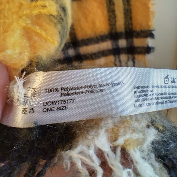 Urban Outfitters Black and Gold Yellow Plaid Scarf Clueless Pittsburgh Bruins - Picture 3 of 4